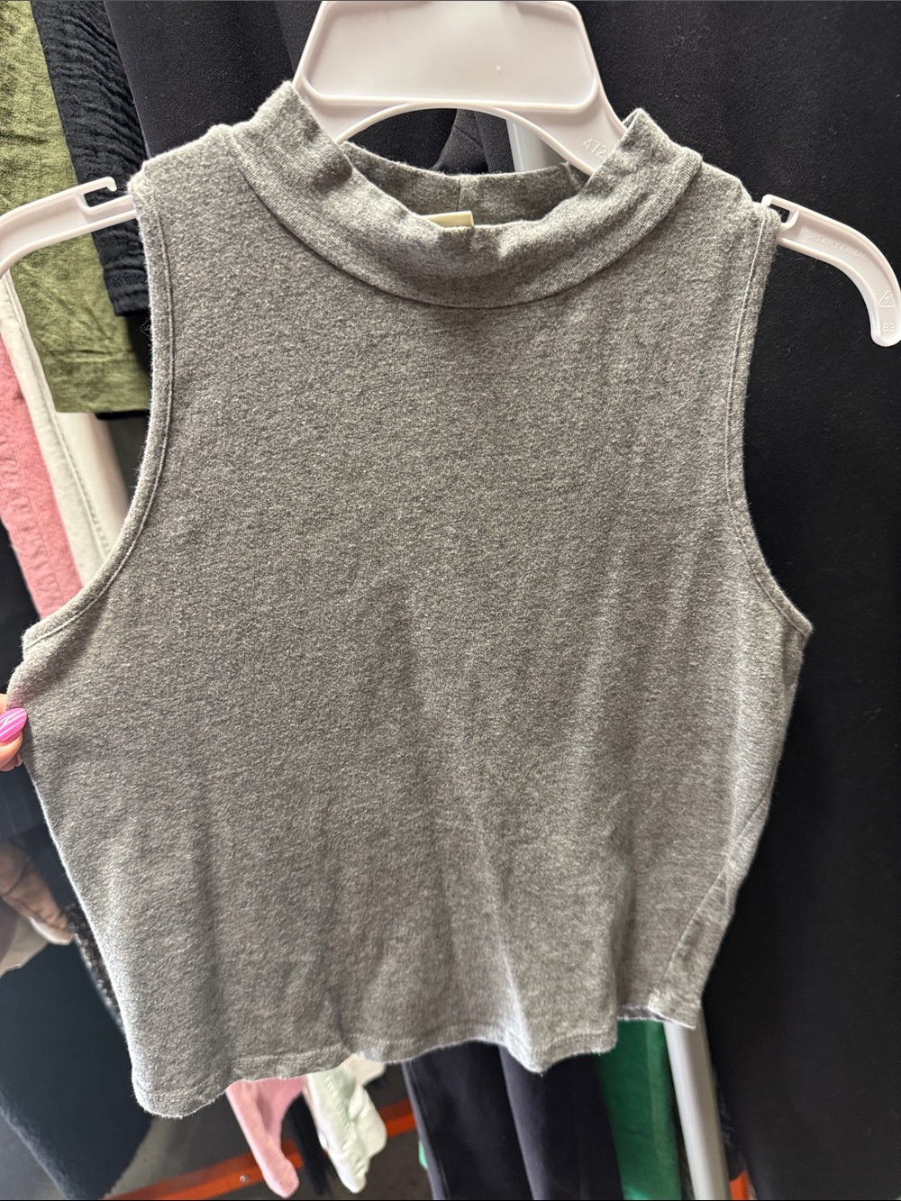 Bozzolo Gray Sleeveless Mock Neck Crop Tank